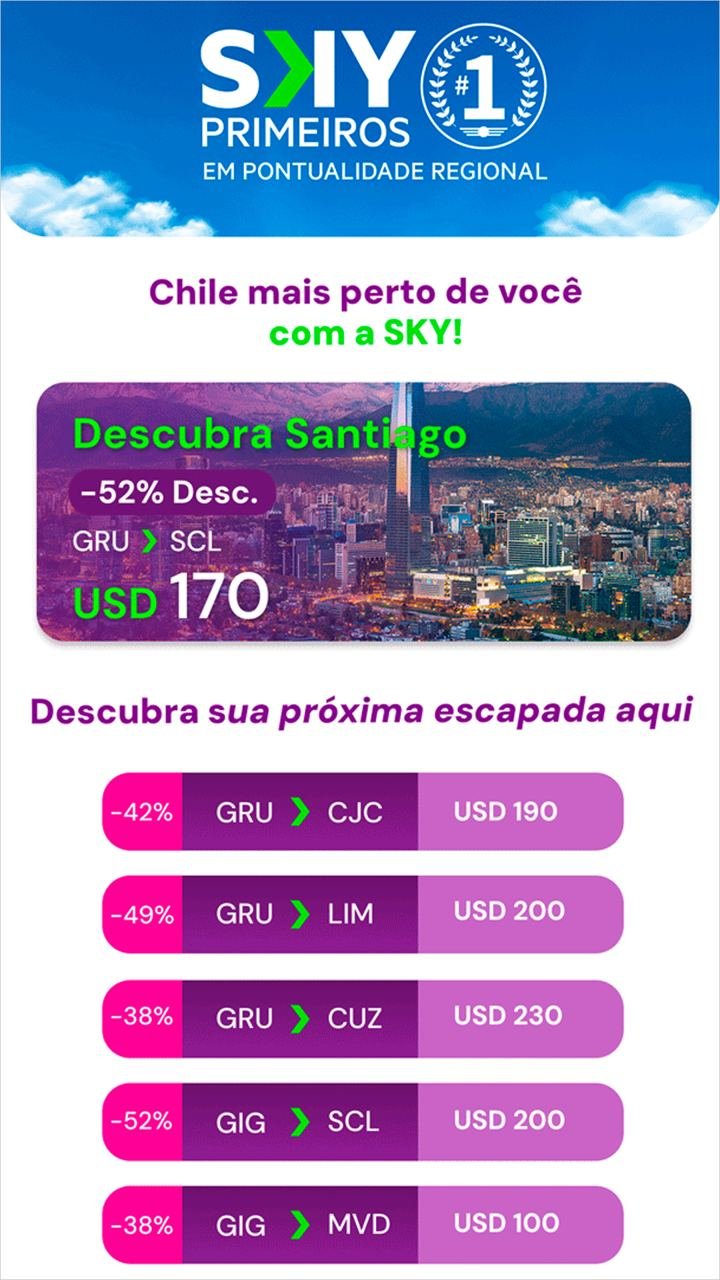 Tarifa promocional: Chile e América do Sul · SKY